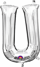 Silver Letter "U" Mylar 16 Inch Balloon
